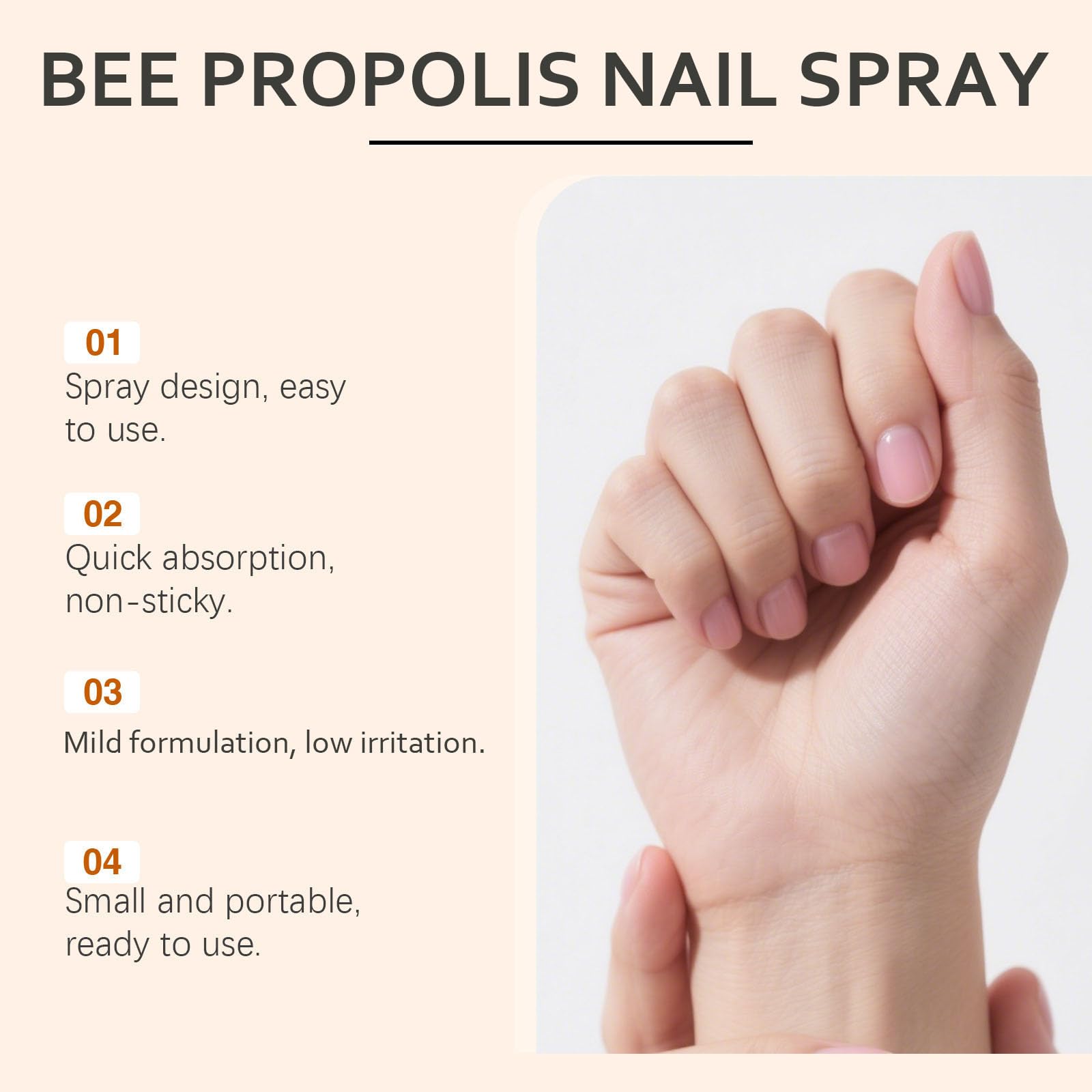 Abeja propóleos cuidado de uñas, aceite nutritivo fortalecedor para uñas débiles y quebradizas, spray de cuidado de secado rápido con árbol de té y jengibre para cutículas ásperas y secas (8 piezas)