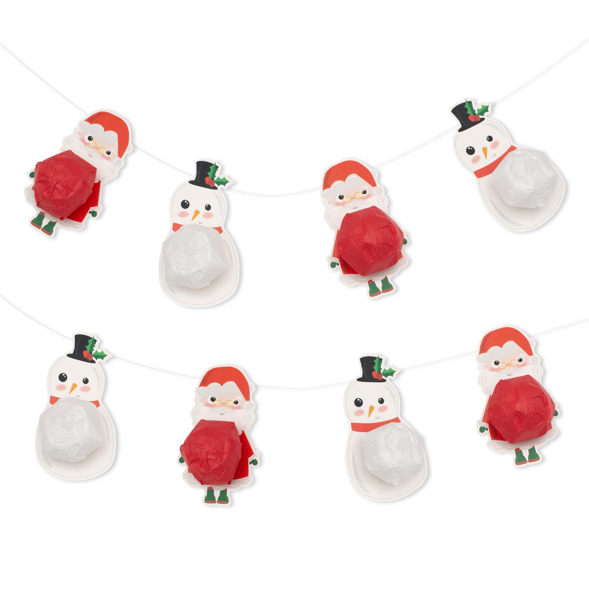 PUKKA party Christmas Paper Balloon Garland  Printed Santa and Snowman Stitched Banner with Red and White Balloons and Sticker Sheet for Festive Home and Office Celebrations for Kids & Adults