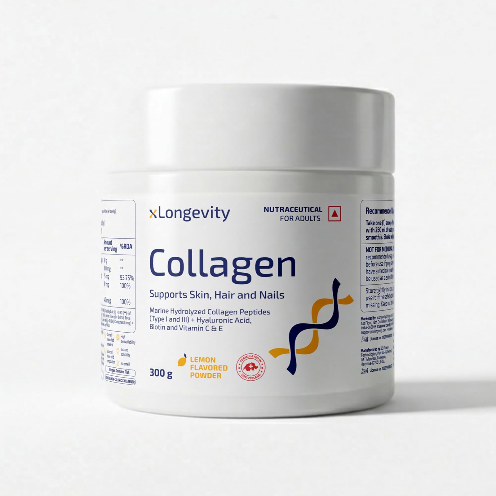 Marine Collagen Powder 12000 mg, Lemon Flavored 300g Supplement for Women & Men | Hydrolyzed, Peptides, Biotin, Vit C&E, Hyaluronic Acid | Skin, Hair, Nails, Joints & Bones Health-image-27