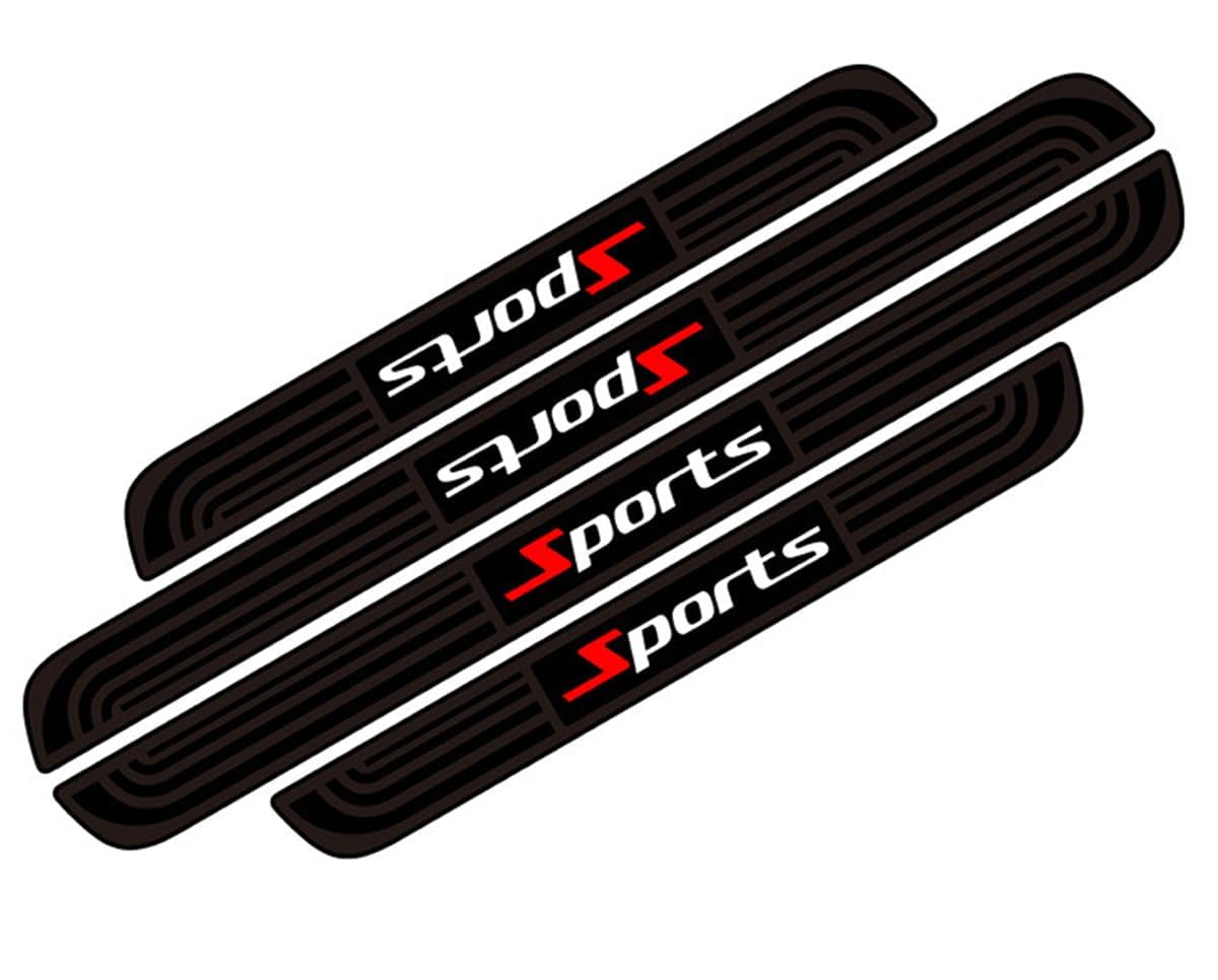 R-timer 4 Pcs Car Door Sill Protectors for Opel Grandland 2021-, Anti-Scratch Entry Guard Scuff Plate Set, Sport Design Black/Red,A