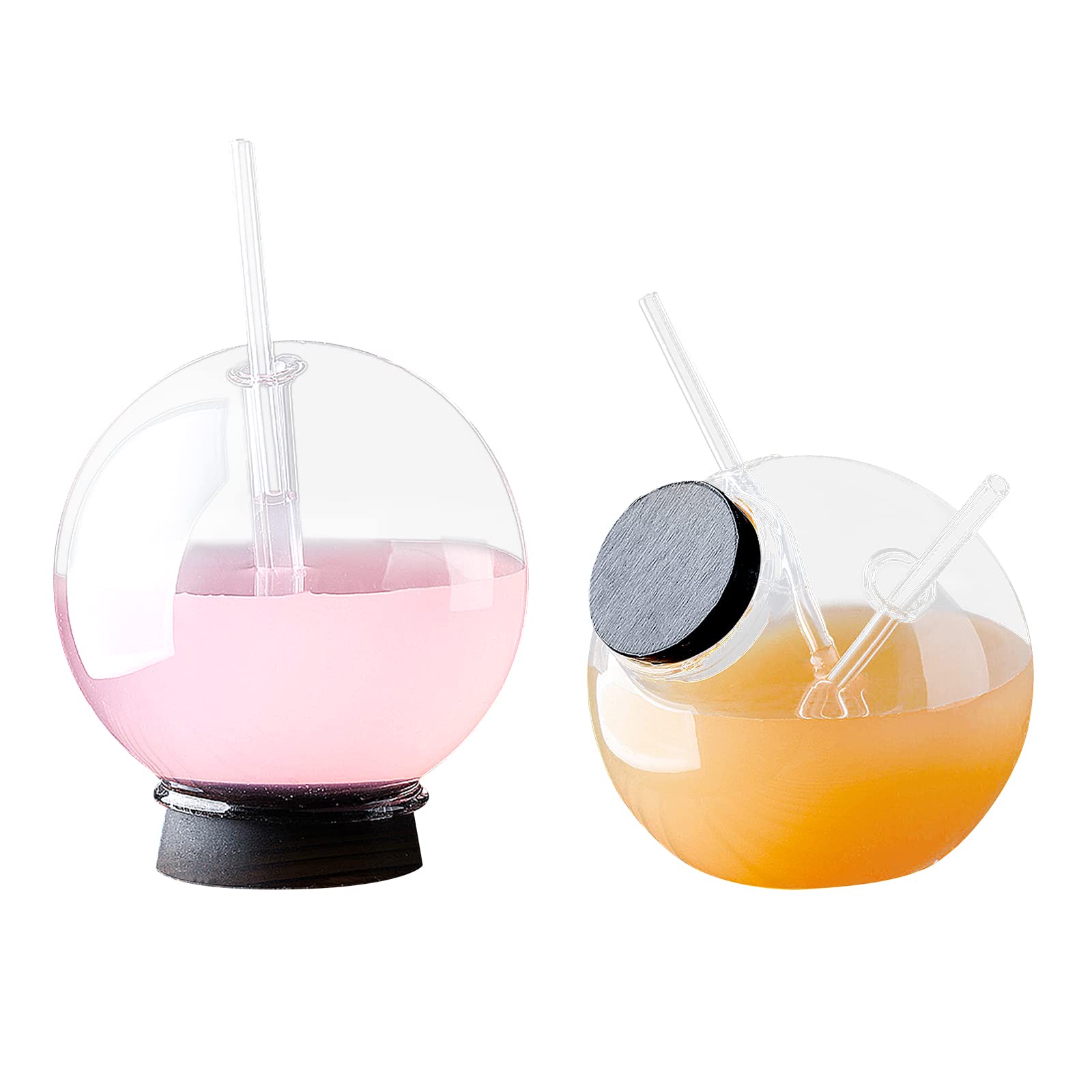 DOITOOL Set Di 2 Bicchieri In Vetro A Forma Di Fragola Con Cannuccia - 300 Ml, Carini Per Succhi E Cocktail