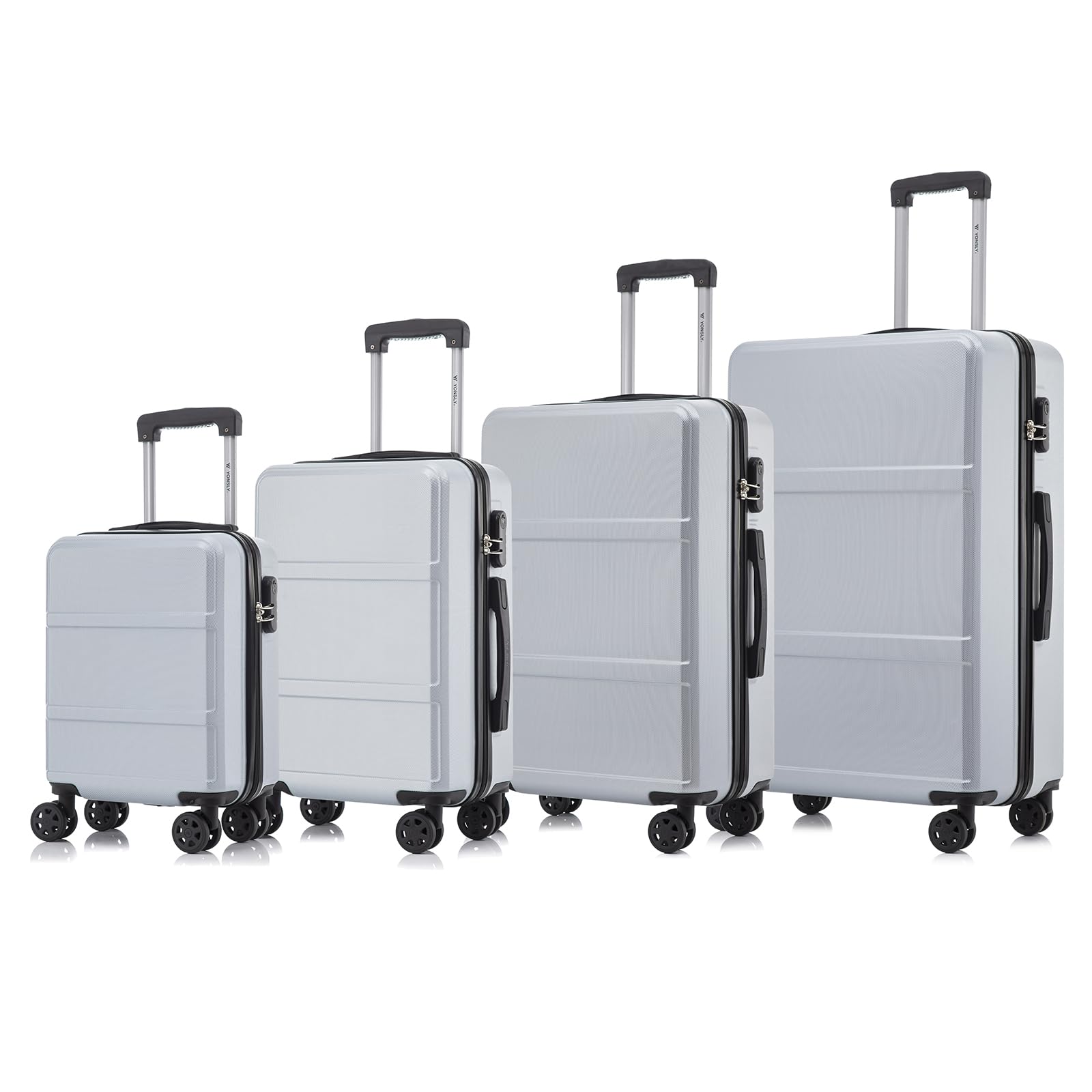 yonsly Koffer Suitcase, Trolley Reisekoffer, Rollkoffer Handgepäck mit 4 Rollen 360°, ABS Hartschalen, Sicherheitsschloss, Weicher Gummigriff, 210D-Futter
