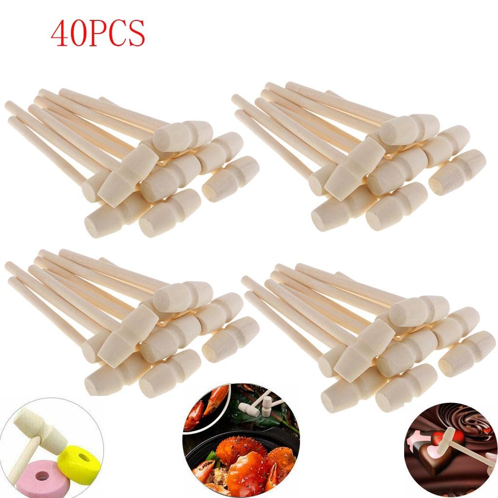 40 pièces de Mini Marteau en Bois Homard Petits Maillets Martelant Fruits de mer Coquille fissure Marteau Arts Artisanat Fourniture