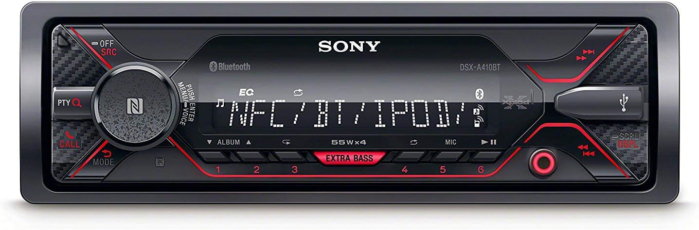Sony DSXA410BT Mechless Media Receiver with NFC/Bluetooth/iPod/Android Direct Connectivity, Red