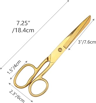 NatSumeBasics 7インチ スモールゴールドはさみ クラフトテーラー生地 真鍮はさみ 多目的ステンレススチール プロフェッショナル 洋裁ばさみ デスク/学校/オフィス/自宅用