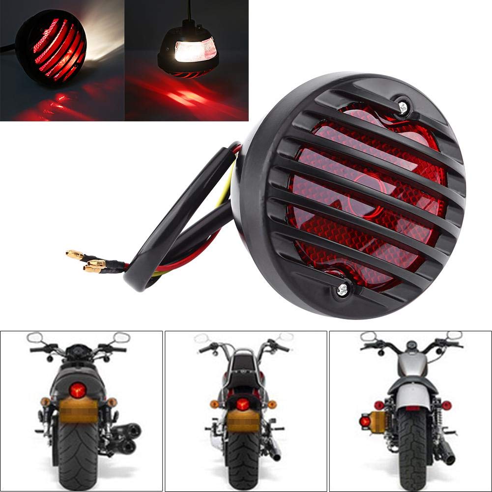 KIMISS Fanale Posteriore, fanali Posteriori Rotondi Neri per Moto Posteriori per Scooter Bobber Chopper ATV