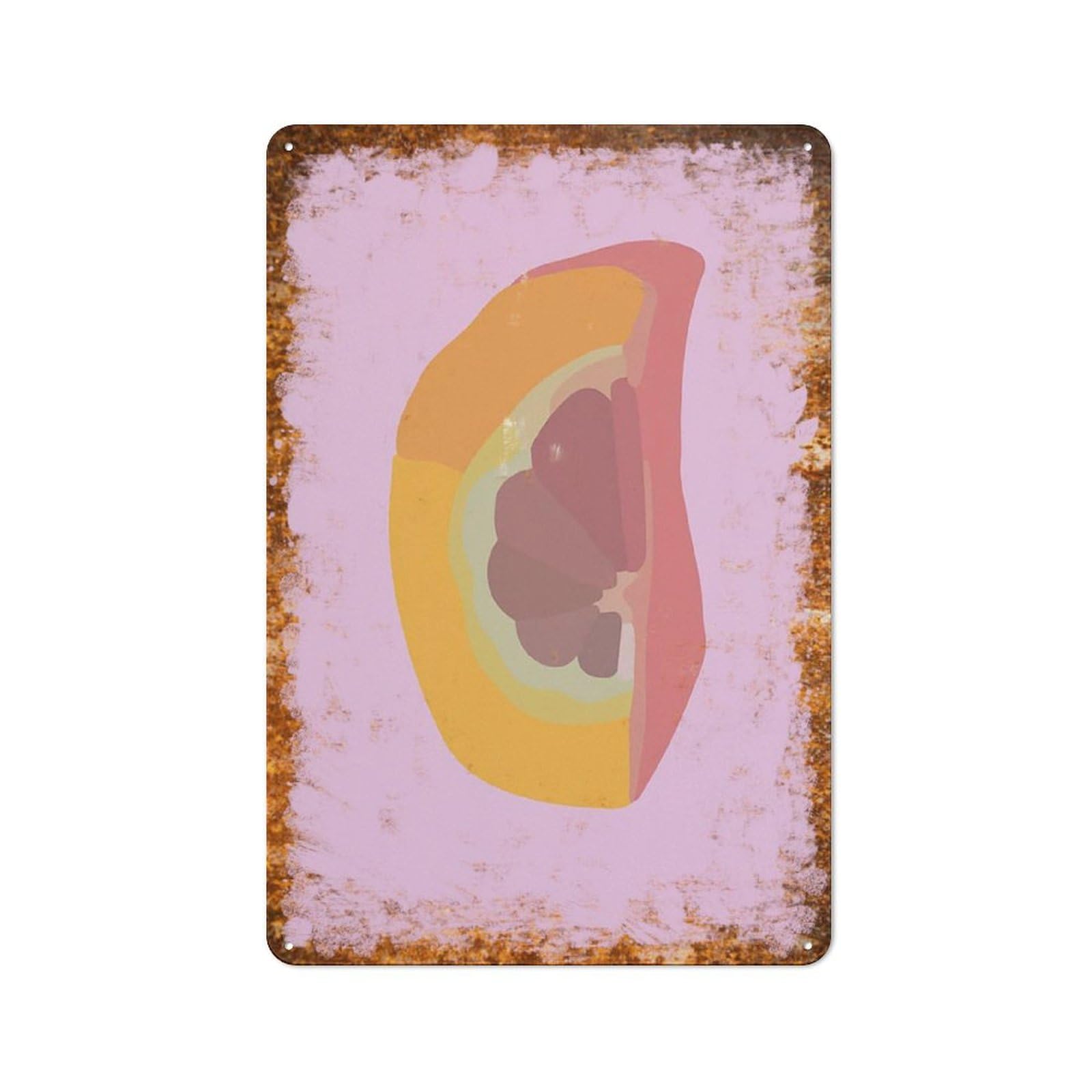 peiyeety Metal Tin Sign Papaya Slice On Pink Background Pattern Vintage Rustic Wall Art Kitchen Bathroom Bedroom Living Room Cafe Farmhouse Office Garage Home Bar Laundry Room Porch Patio 8x12 Inch