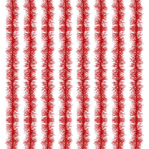 PATIKIL 5Ft Boa De Plumas, 8 Pcs Boas De Plumas Artificiales Esponjosas Decoraciones Para Fiestas, Manualidades, Disfraces De Boda, Navidad, Decoración Del Hogar, Rojo