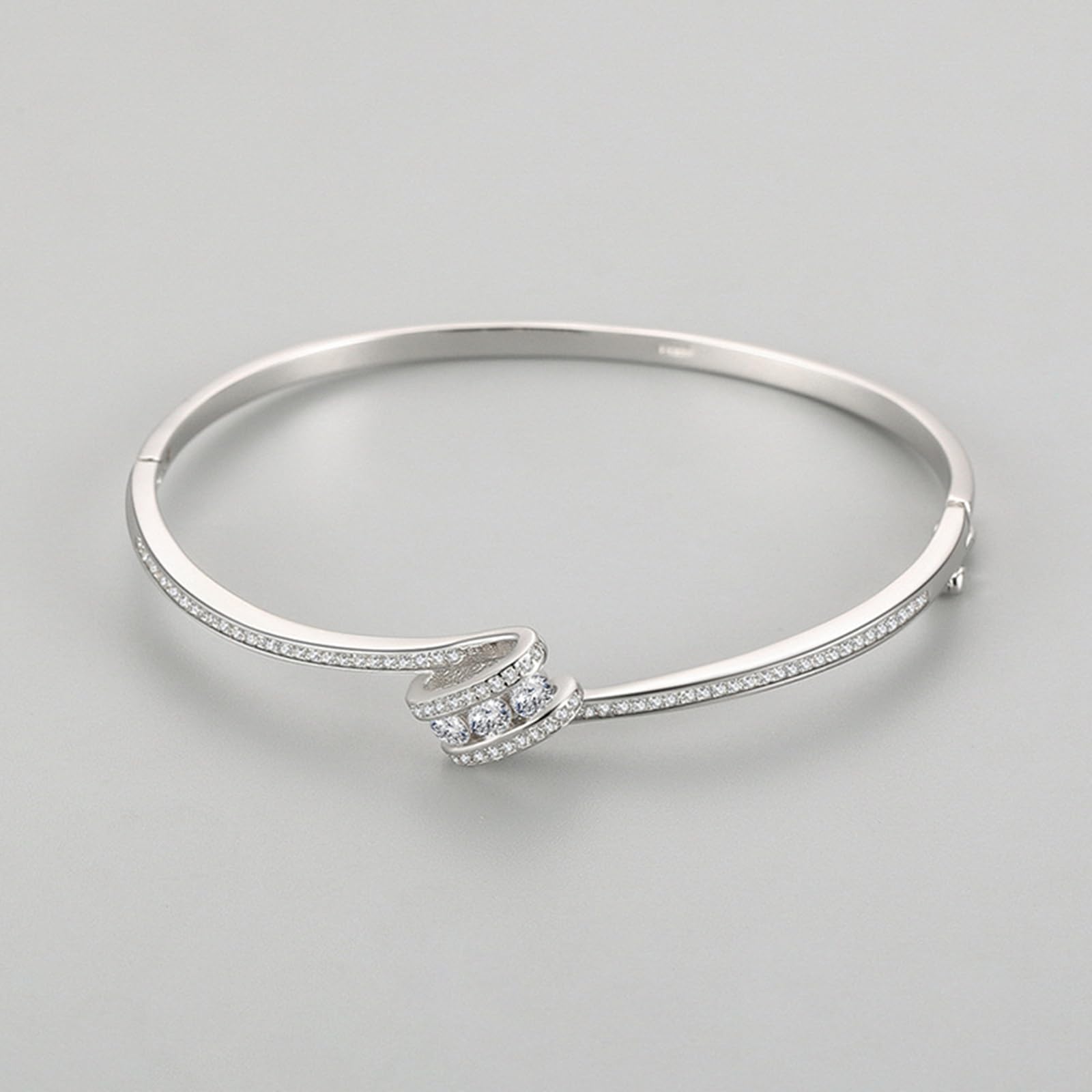 Pulsera de plata 925 para mujer con circonita cúbica, pulsera de canal de plata para mujer, adecuada para aniversario