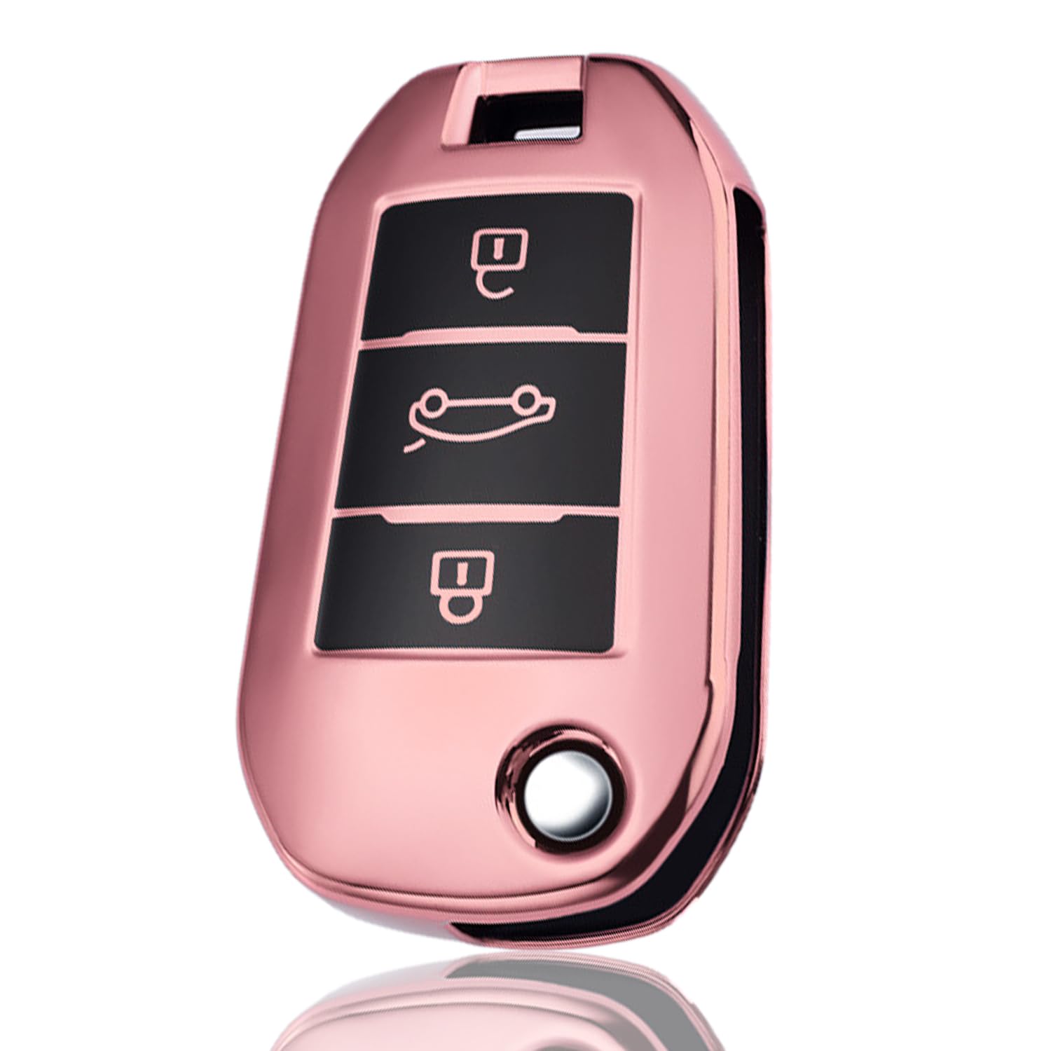 Juttzzei Autoschlüssel Hülle Opel für Peugeot 208 301 307 308 407 Citroen C2 C3 C4 C5 C6 Opel Crossland Corsa F Grandland Zafira Schlüsselhülle, TPU Silikon Opel Corsa F Schlüsselcover-3 Tasten(Rosa)