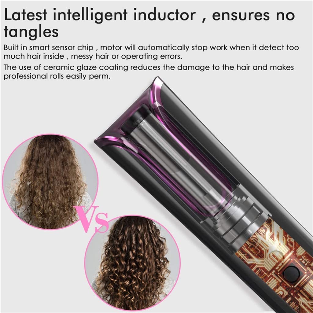 EDDGE Rizador de Pelo automático inalámbrico USB Inalámbrico Inalámbrico Auto Cerámica Rizador de Hierro Varita rizadora Rizador de Aire Rizador de Cabello