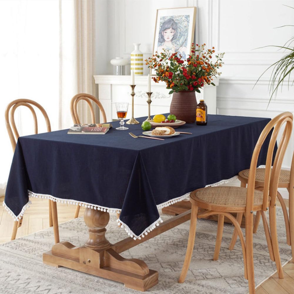 Nappe en tissu de coton bleu nuit pour salle à manger et fête de mariage chic