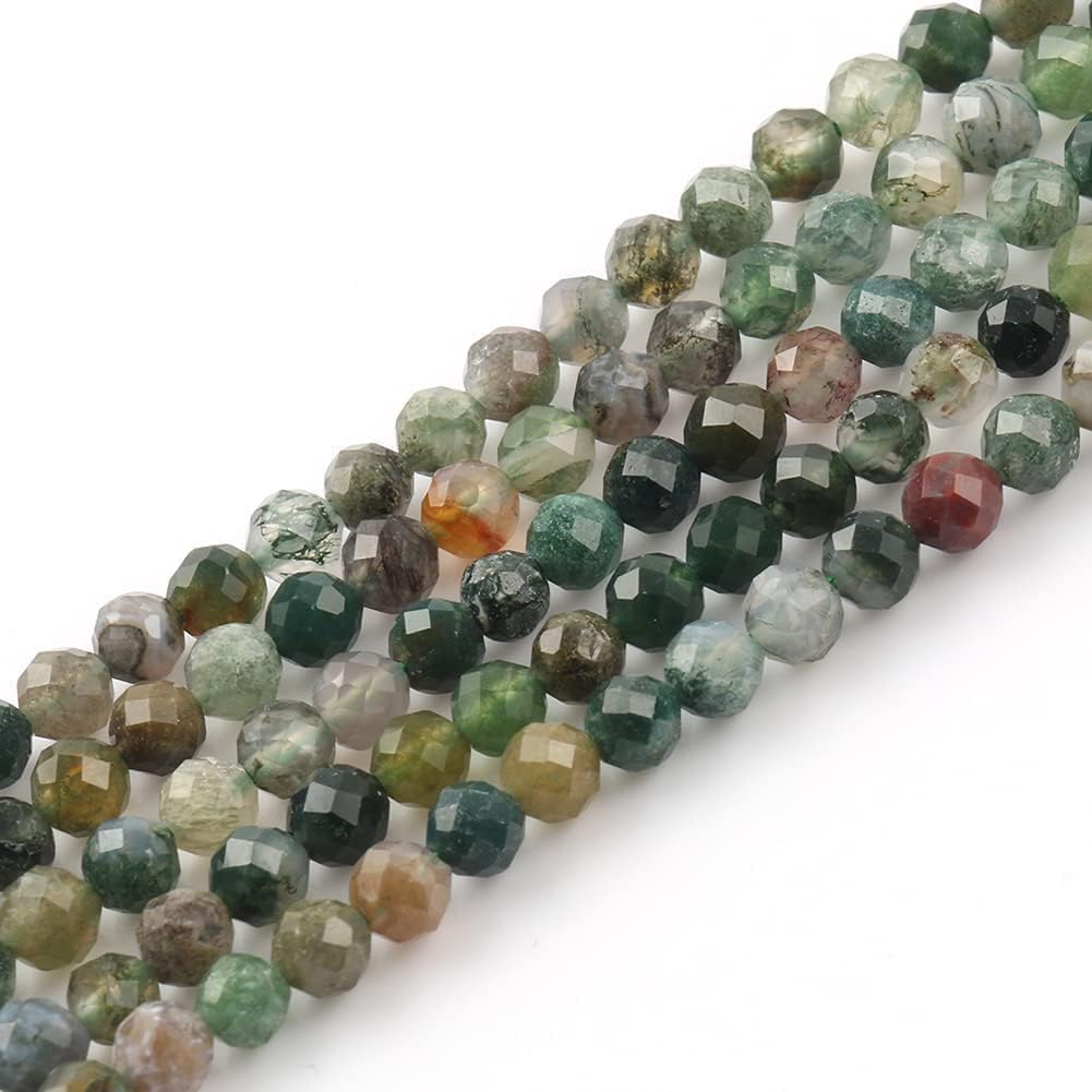 Song Xi 90pcs 4mm Natural Indian Agate Gemstone Beads Faceted Round Loose Stone Beads for Jewelry Making (1 Strand) - Image 8