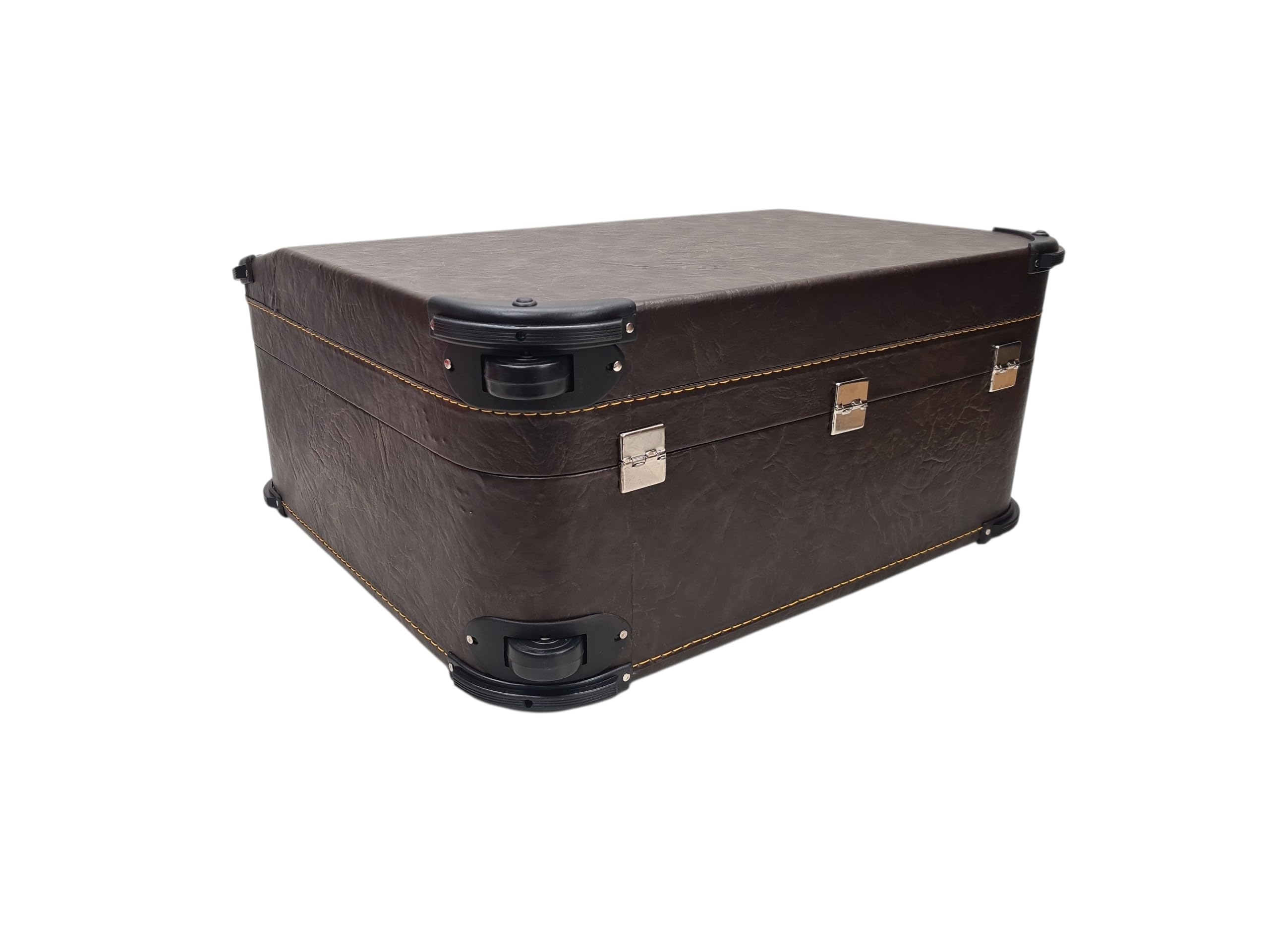 Generisch WoidBua Premium Akkordeonkoffer Trolley Braun 96 Bass Akkordeon Koffer 52x50x25 cm abschließbar Plüschpolster Rollen Griff Stabiler Holzkern Kunstleder Schutzkoffer inkl. Schlüssel