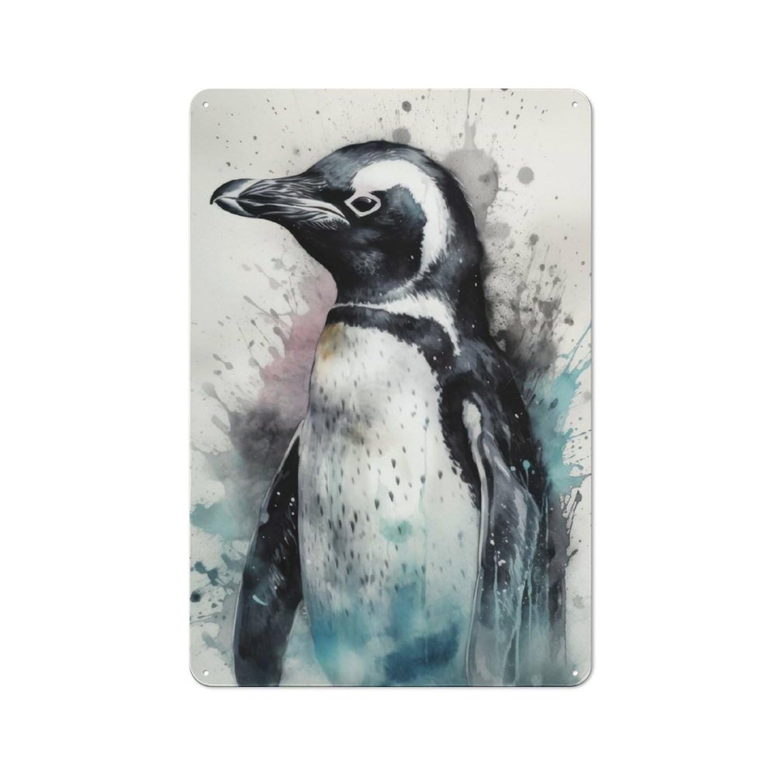 For Hobby Room Or Studio, Penguin Beauty Black Ink Retro Metal Wall Sign 30x20cm, for Vintage Wall Decor Fans, for Themed Room Decoration