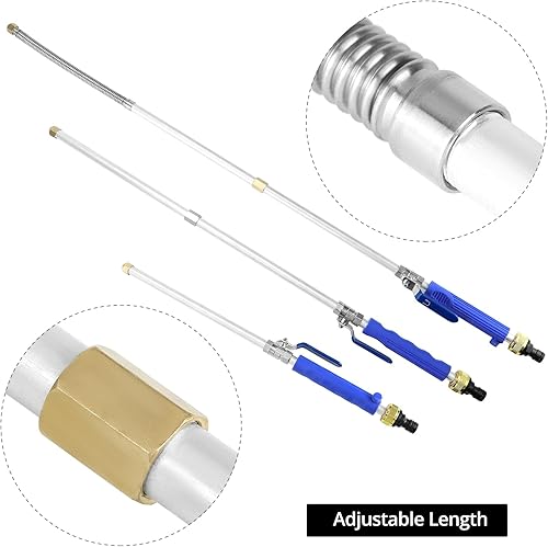 Miniatura 5 de QWORK Varita de lavadora de alta presión, boquilla de manguera de agua Hydro Jet, herramienta de limpieza con rociador ajustable para automóvil,