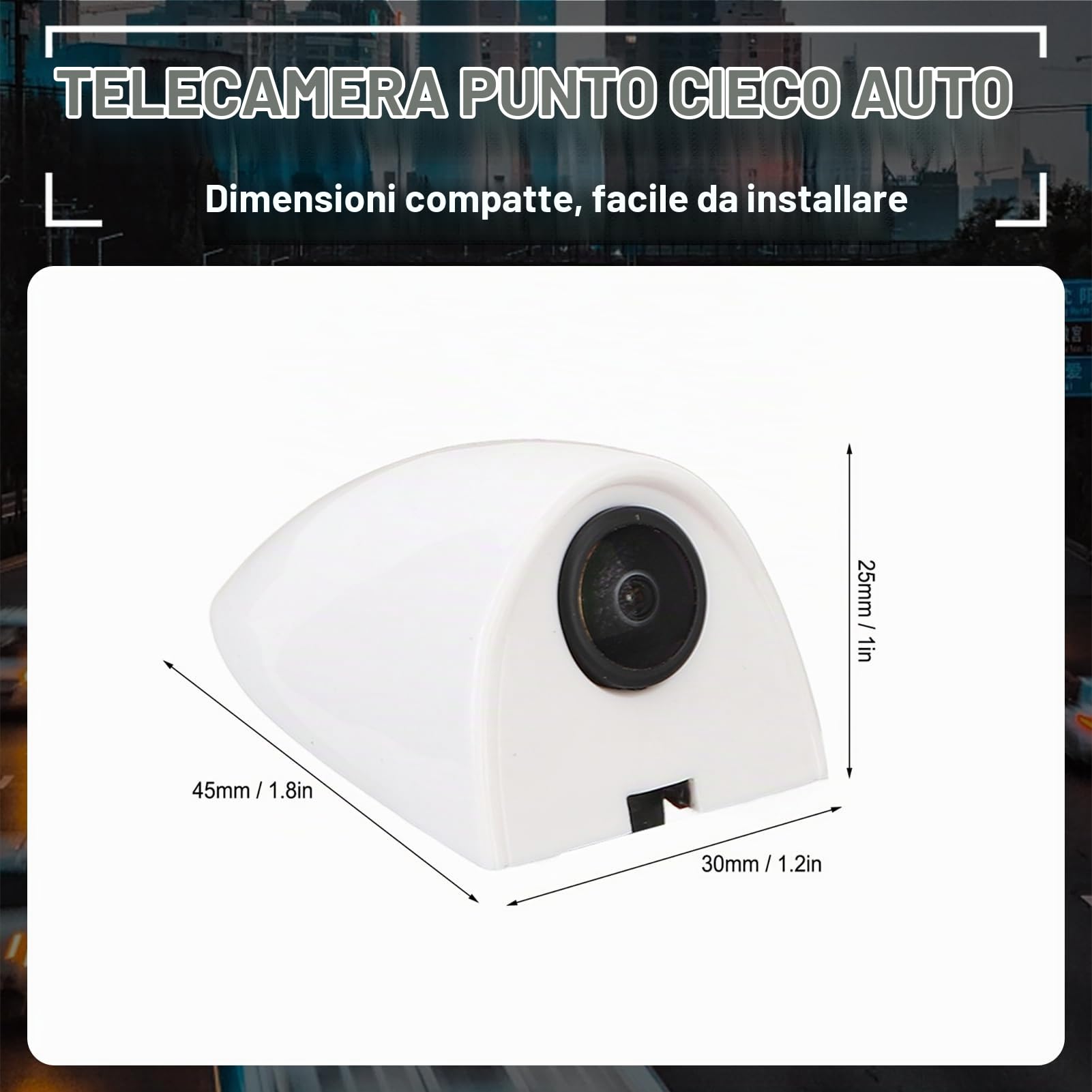 Telecamera per Punti Ciechi per Auto Visione Notturna Assist Tape Montaggio Telecamera per Visione Laterale Sinistra e Destra per di Sorveglianza 'auto (Bianco)