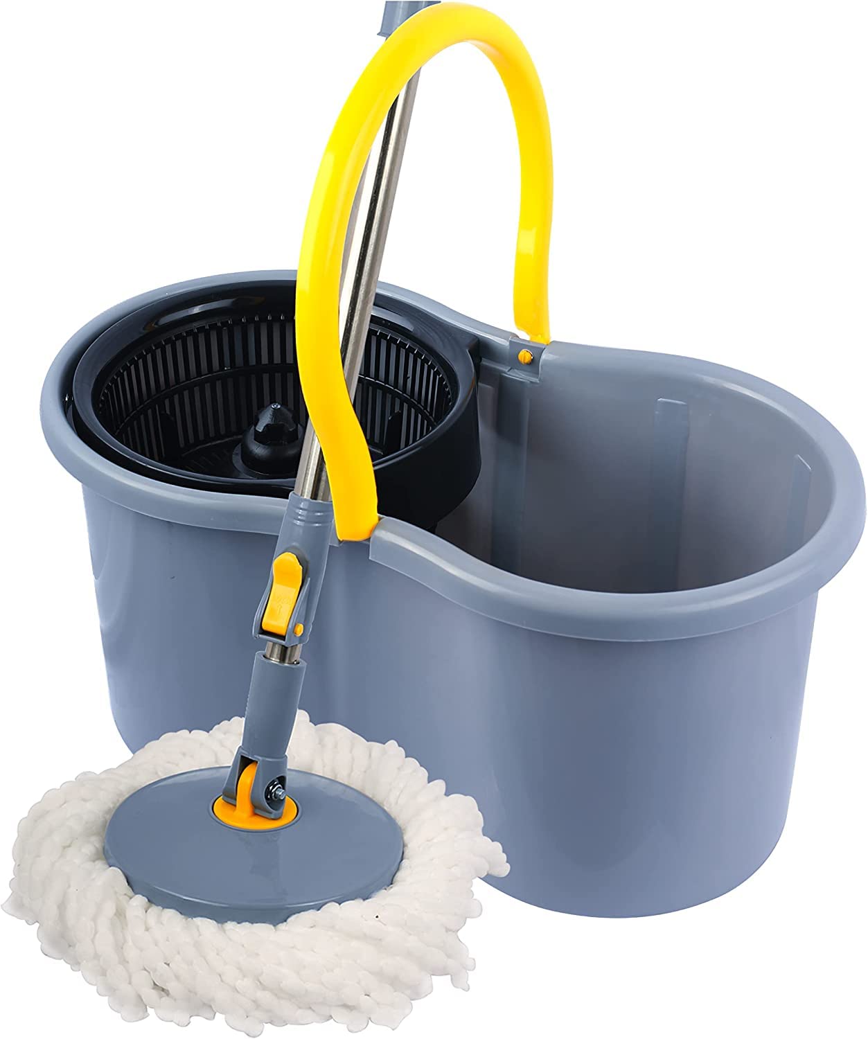 Esquire Plastic Elegant Ii Grey 360° Spin Bucket Mop Set With 4 Easy Wheels And An Additional Refill (B0B6JDDPZT) Amazon Price History, Amazon Price Tracker