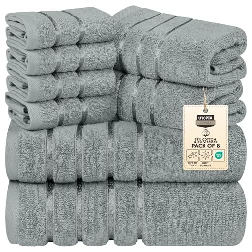 23+ Stunning Ideas for Decorating Your Garden Tub in the Master Bath 4 Utopia Towels 8 Piece Luxury Towel Set, 2 Bath, 2 Hand, and 4 Wash Cloths, 600 GSM Ring Spun Cotton, Highly Absorbent Viscose Stripe Towels, Ideal for Everyday use, Cool Grey