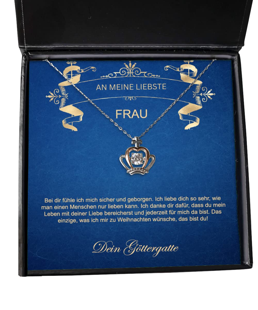 Frau Weihnachtsgeschenk | Frau Geburtstagsgeschenk | Krone Halskette vergoldet | Frauen Halskette Rose Gold mit Zirkonia | Gold-Schmuck | Liebesbrief | Geschenk Frau | 14k Gold