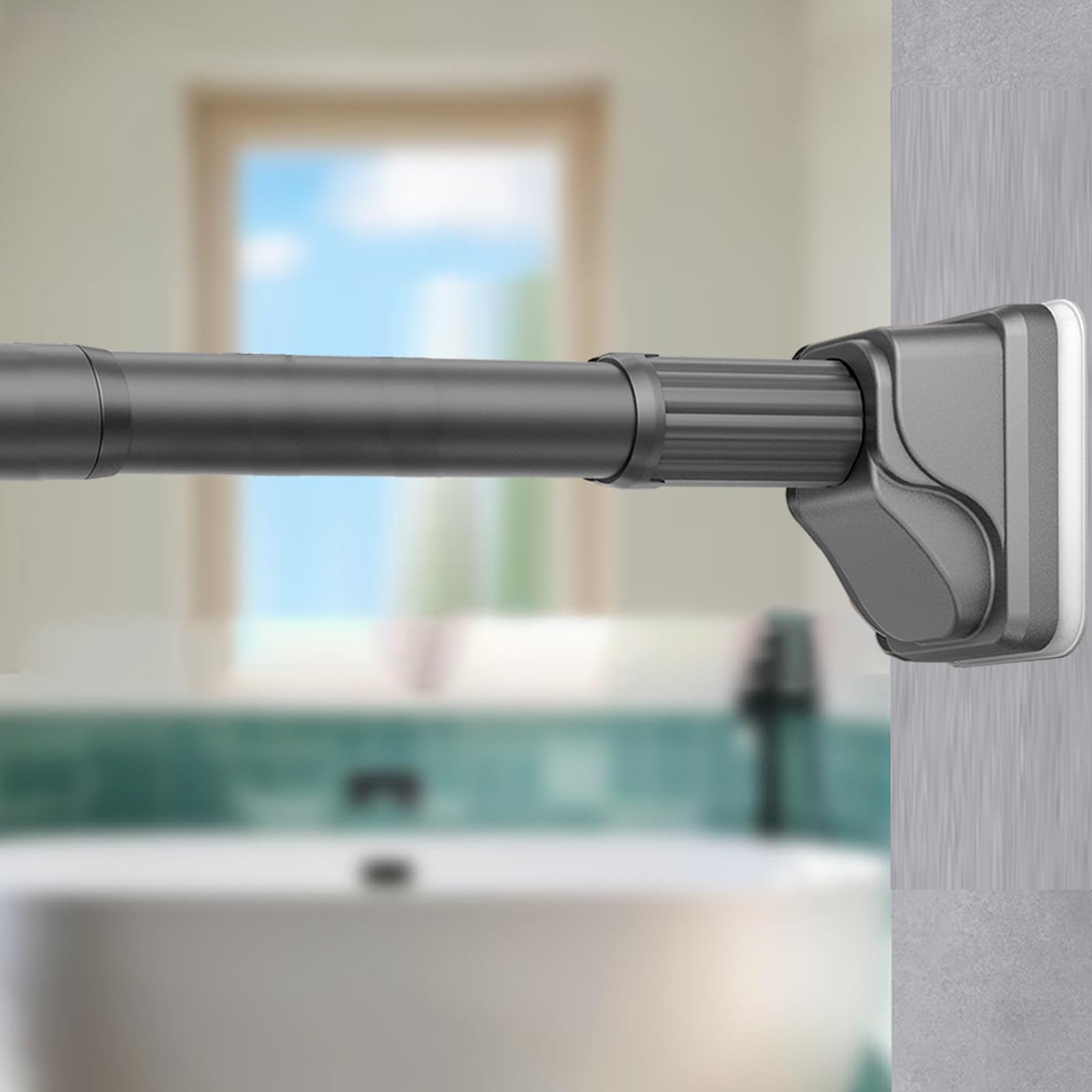 Tringle à rideau télescopique réglable sans perçage - Antidérapant - Pour placard, fenêtre, salle de bain - Gris 420 x 490 cm