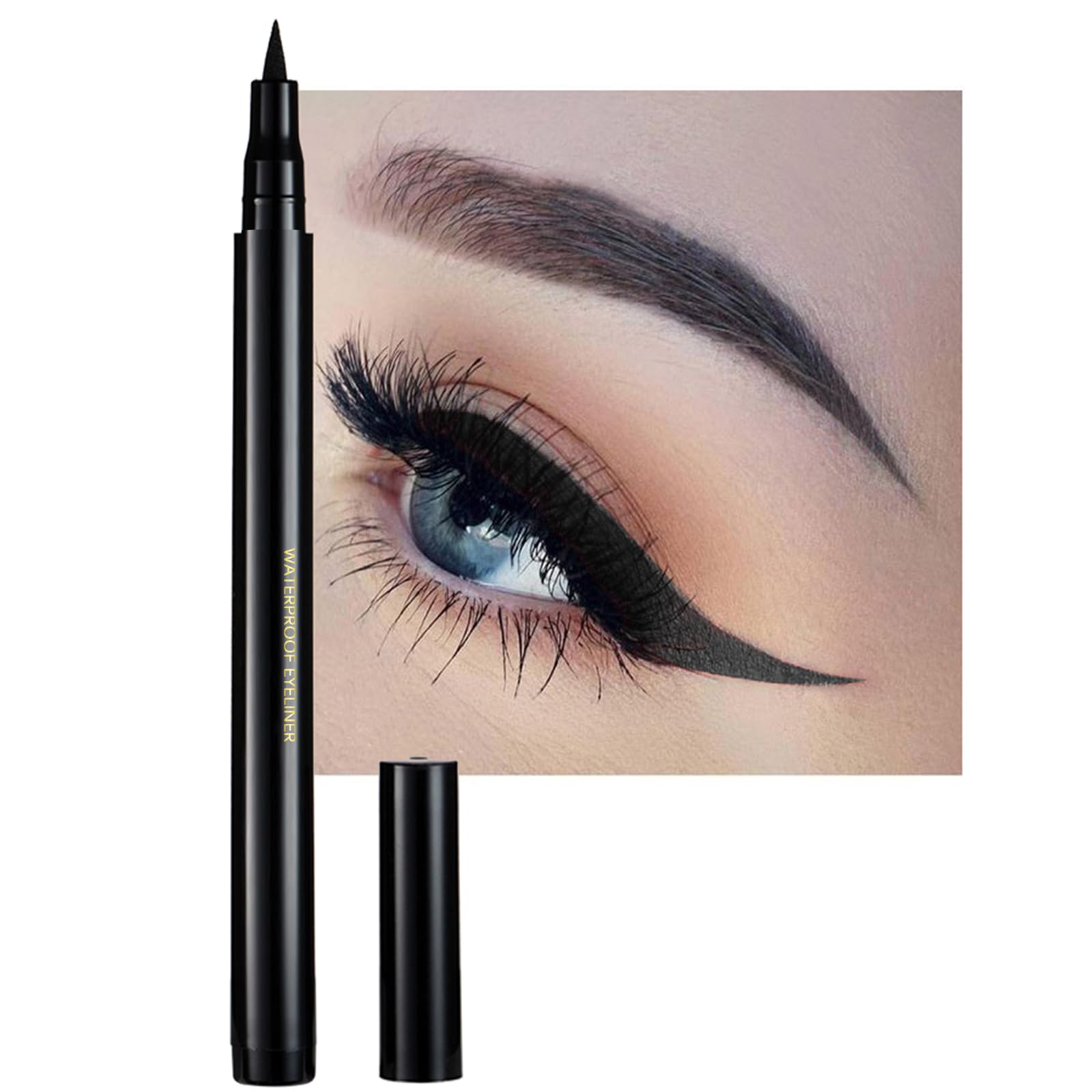 DekRion Liquid Eyeliner, Black Eyeliner Liquid, Long-lasting Colored Eyeliners, White Black Red Brown Green Purple Waterproof High-pigmented Colorful Eyeliners for Eye Makeup,1PC Black