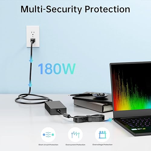 Miniatura 4 de Fuente de alimentación de cargador de 180 W para Acer Nitro 5, Predator Helios 300 PH315-54 53, G3 571 572 573, Triton 300 SE PT314-52S 51S