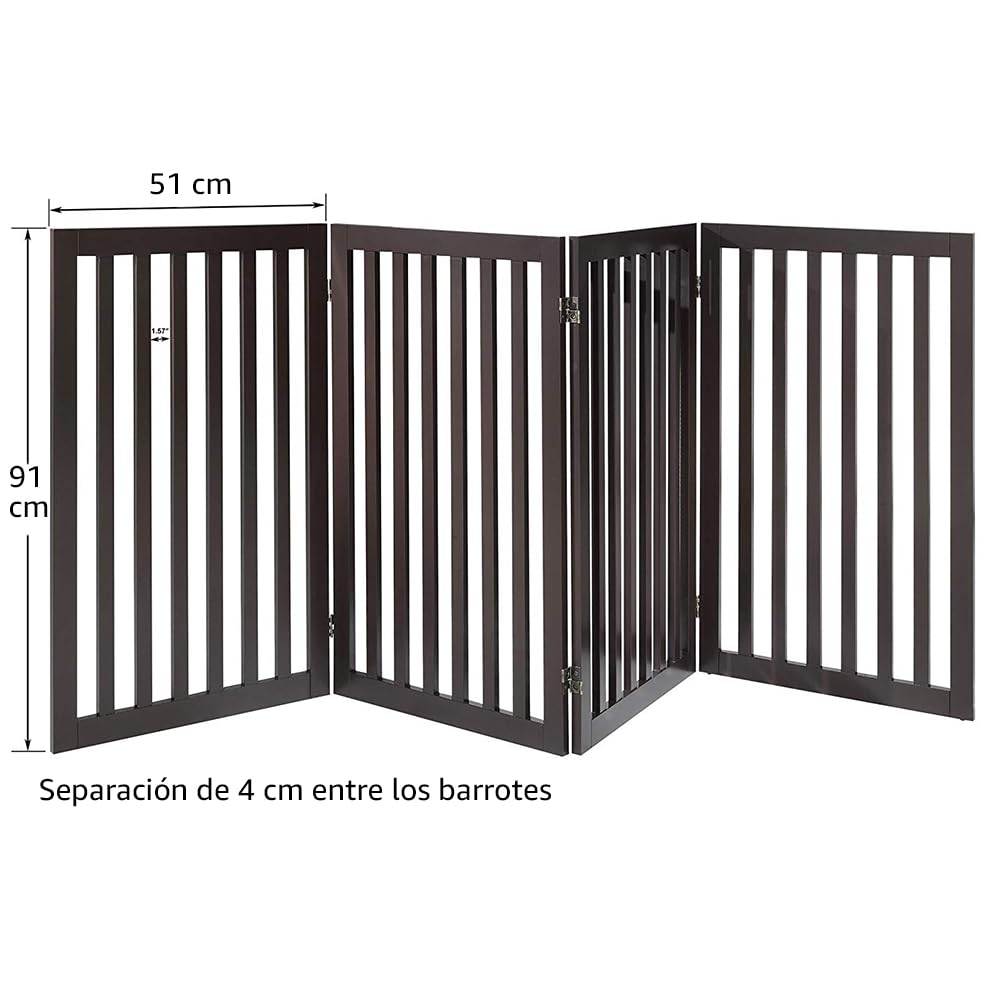 unipaws Puerta de pie para mascotas de 36 pulgadas de alto para perros y gatos, puertas altas de madera para puerta, escaleras, valla plegable para mascotas para la casa, barrera expandible para