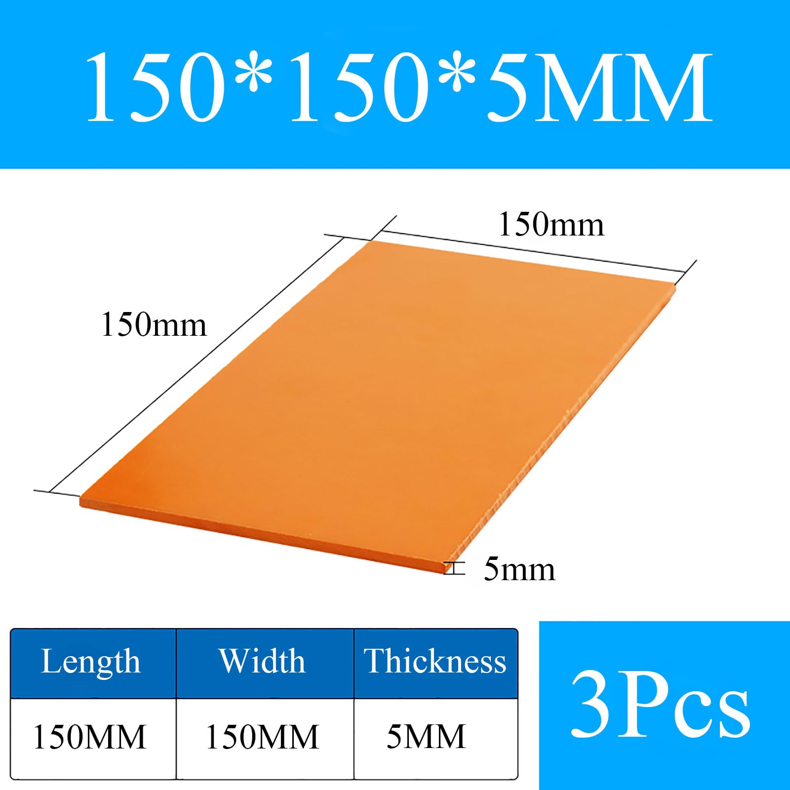 Feuilles phénoliques en bakélite, Lot de 3 plaques phénoliques en bakélite 150 mm x (4-6) for bricolage électrique et électronique(150 * 150 * 5mm 3)