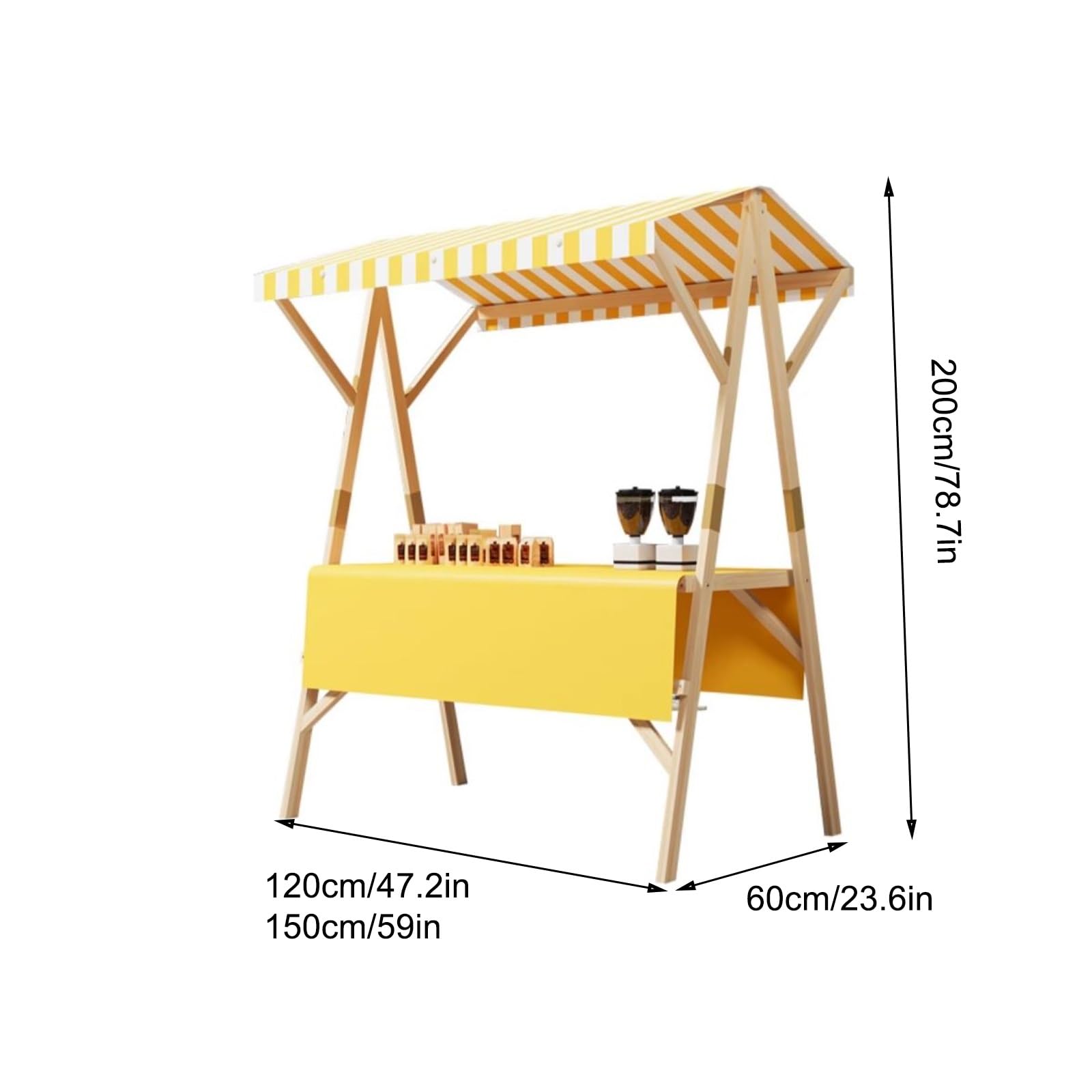 Generisch Verkaufsstand-Kioskwagen mit Überdachung – Süßwaren- und Dessertwagen aus Holz für EIS, Spielzeug, Snacks – Ideal für Straßenmärkte und Veranstaltungen