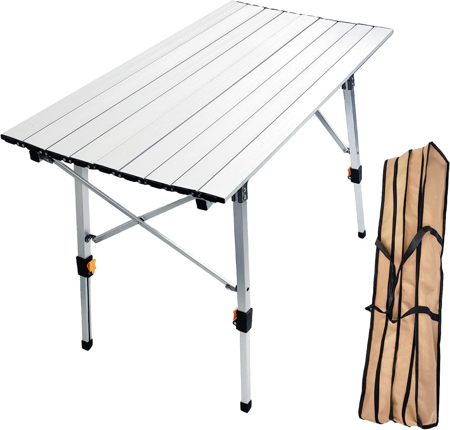 YDY+YQYCamping Table Foldable Portable,Heavy Duty Folding Table with Adjustable Leg,Aluminum Portable Table for Indoor Outdoor Beach Camp Party Picnic Backyards,White