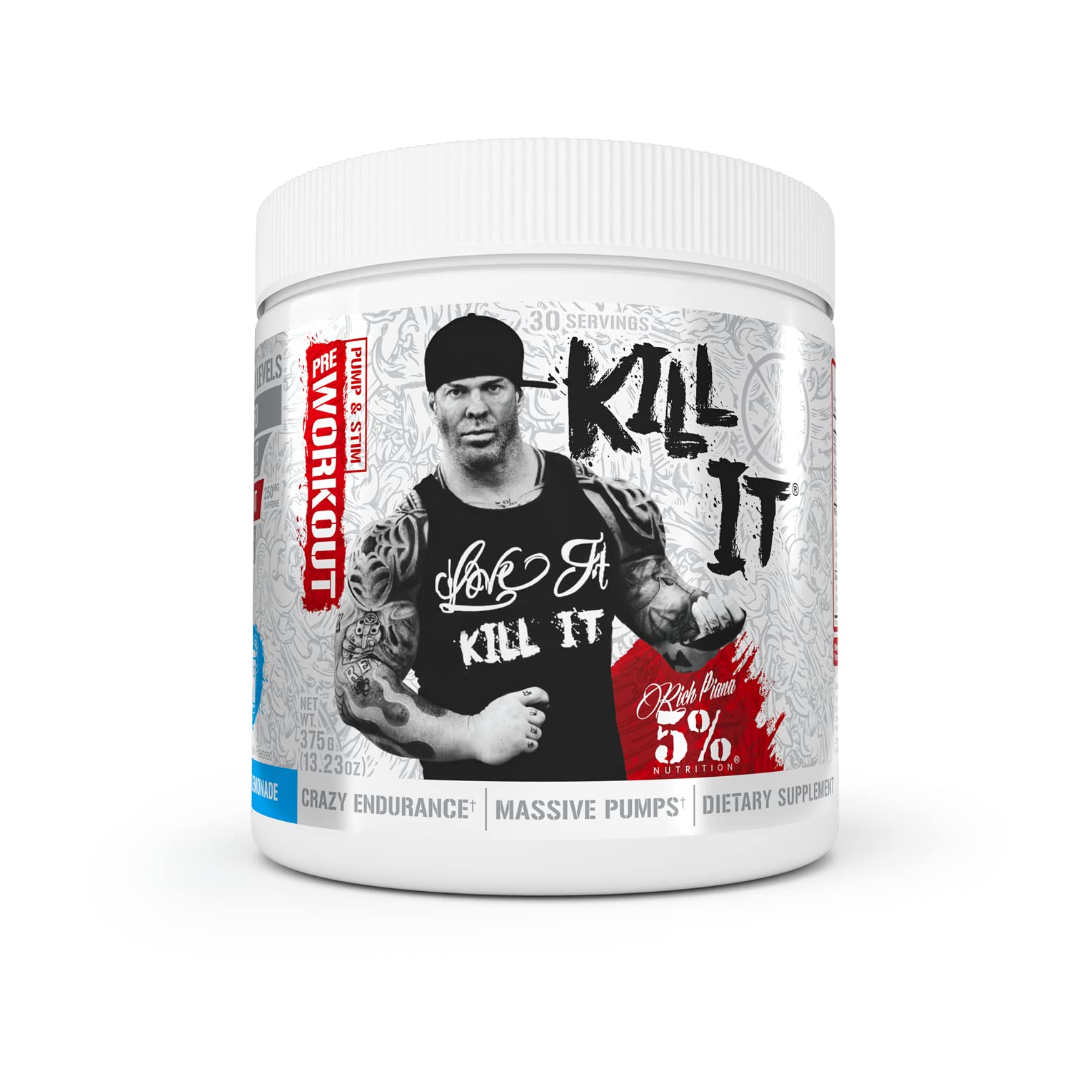Rich Piana 5% Nutrition Kill It Pre Workout Powder w/Creatine, Jitter-Free Caffeine, NO-Booster, Beta Alanine, L-Citrullin...
