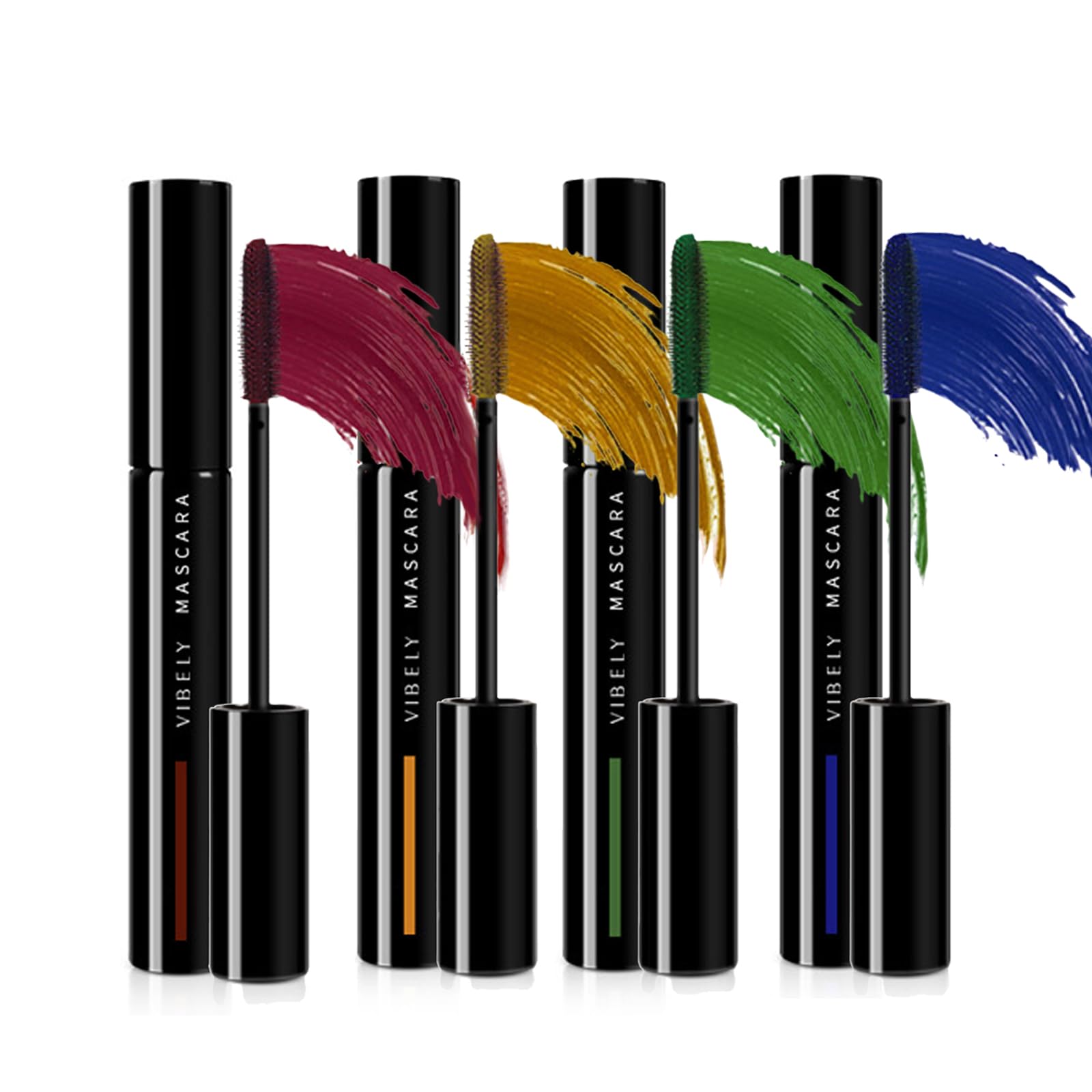 MKNZOME Mascara de Pestañas Waterproof, 4 colores Colour Mascara Maquillaje de Ojos Natural Para Alargar, Dar Volumen, de Larga Duración Perfecto Waterproof, 4 x 8g