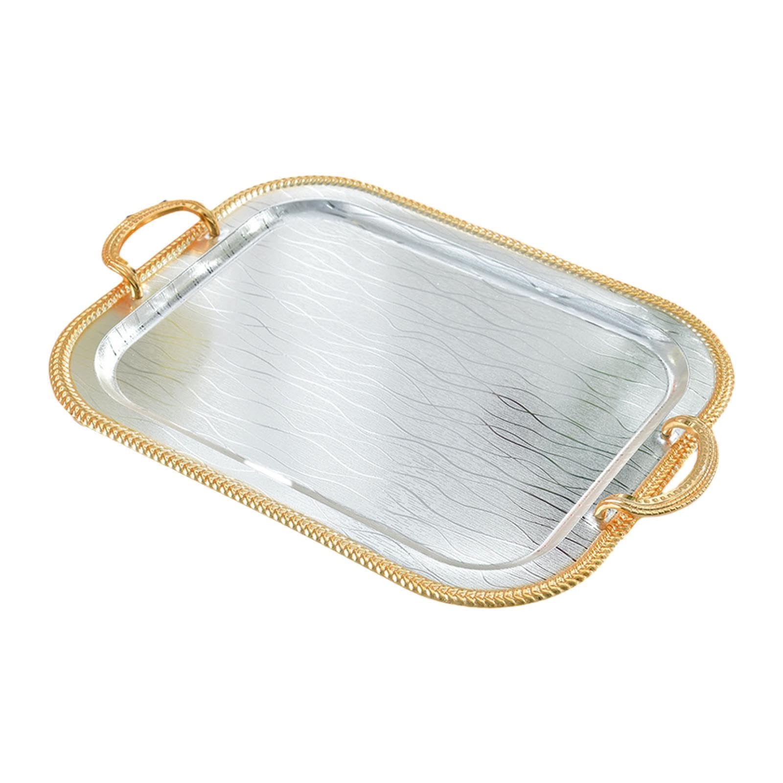 Bandeja de Servir, Soporte para Taza de Té, Hierro Forjado, Expositor de Cosméticos, Perfumes Y Maquillaje, Bandeja Decorativa para Tocador, Baño, L