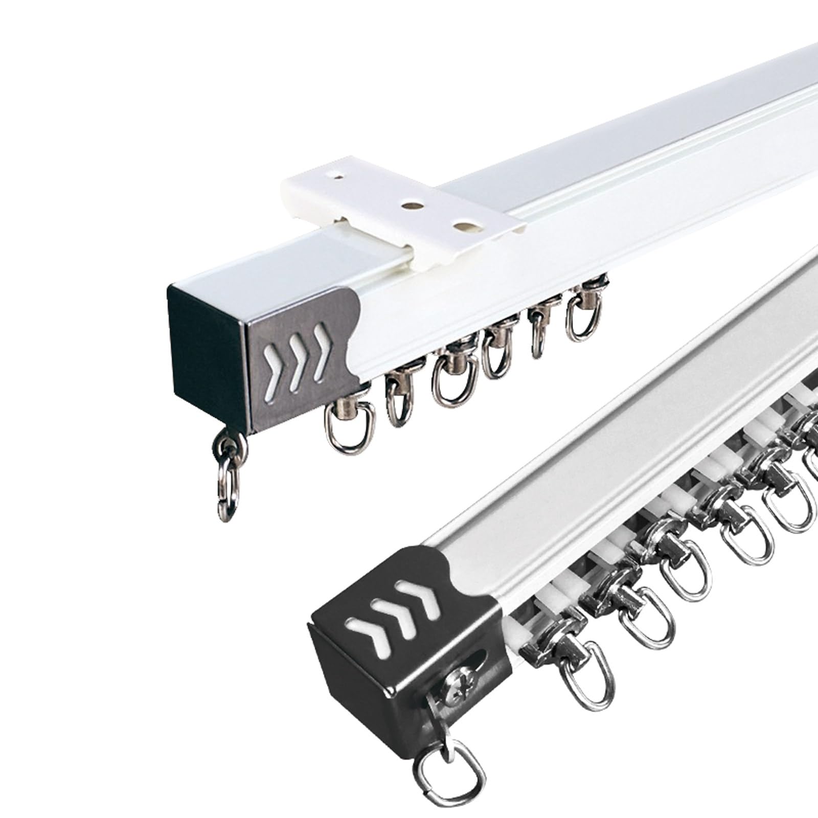 Przesuwana szyna do zasłon ze stopu aluminium, ścianka działowa i karnisz do łazienki, szafy i kuchni, biały blat 120 cm - łatwy montaż