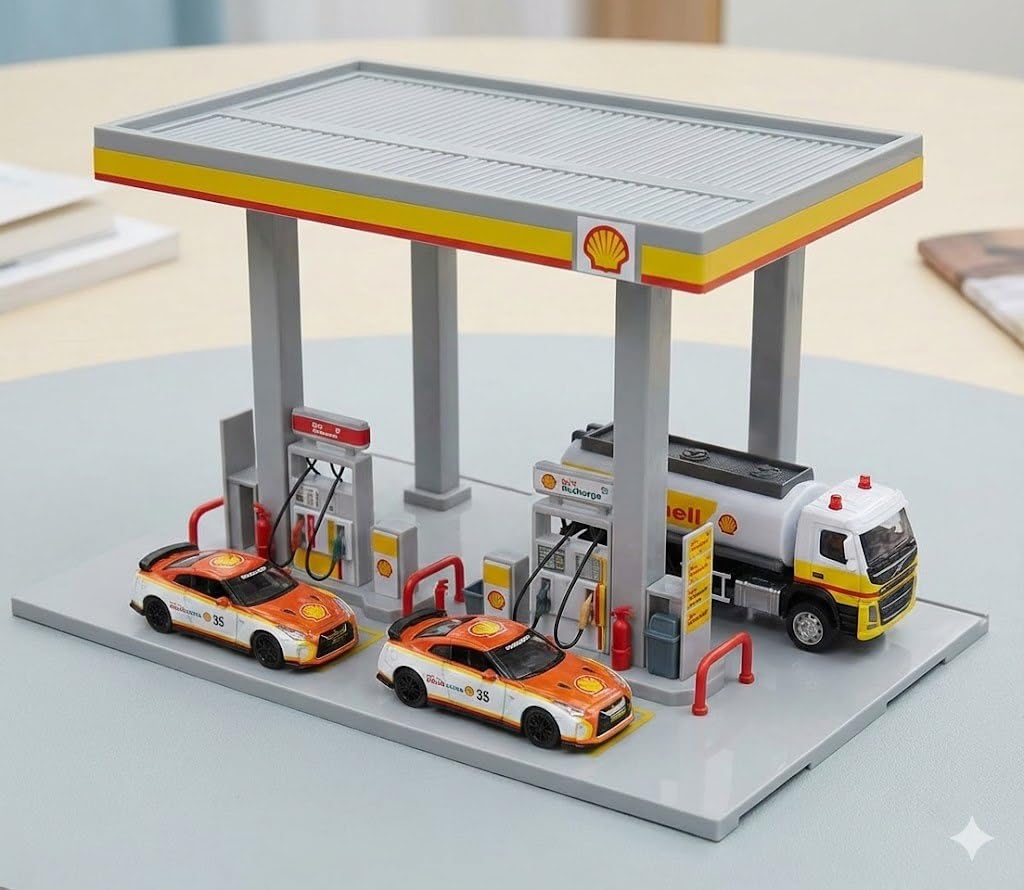 ミニカー Shell patrol station diorama playset Tiudtoy CCA Shell Gas Station Playset – 1:72 Oil Tanker Truck & 1