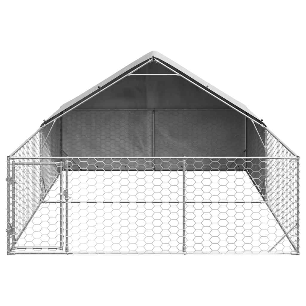 Rantry Cuccia per Cani da Esterno con Recinto 4x3x1,9m Acciaio Zincato, Gabbia Cane Gabbia per Cani da Interno Kennel per Cani Gabbie per Cani Recinto per Cani da Esterno