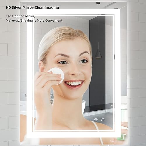 Miniatura 7 de Espejo de baño LED para montaje en pared, antiempañamiento, regulable, impermeable, con botón táctil inteligente, espejo de maquillaje con luces
