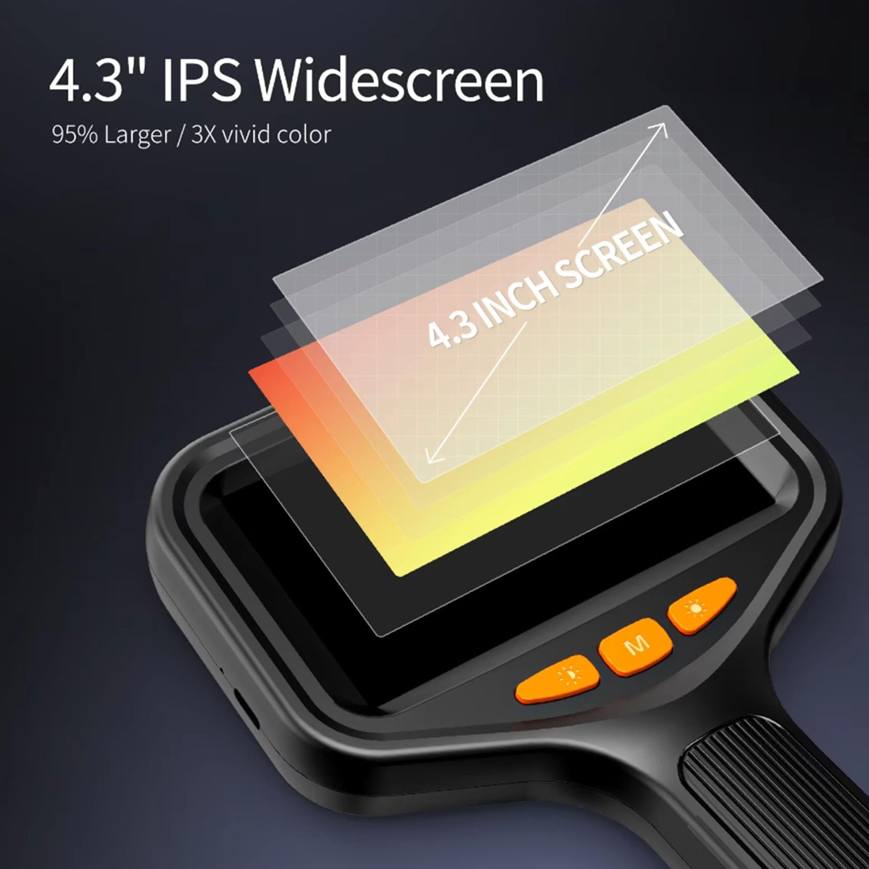 HYZHANHONG 30m, Single Lens Industrial Endoscope Camera 4.3- Inch Handheld Sewer Inspection Endoscope with 8 LED Lights 5.5Mm Front Lens Tube Inspection Endoscope