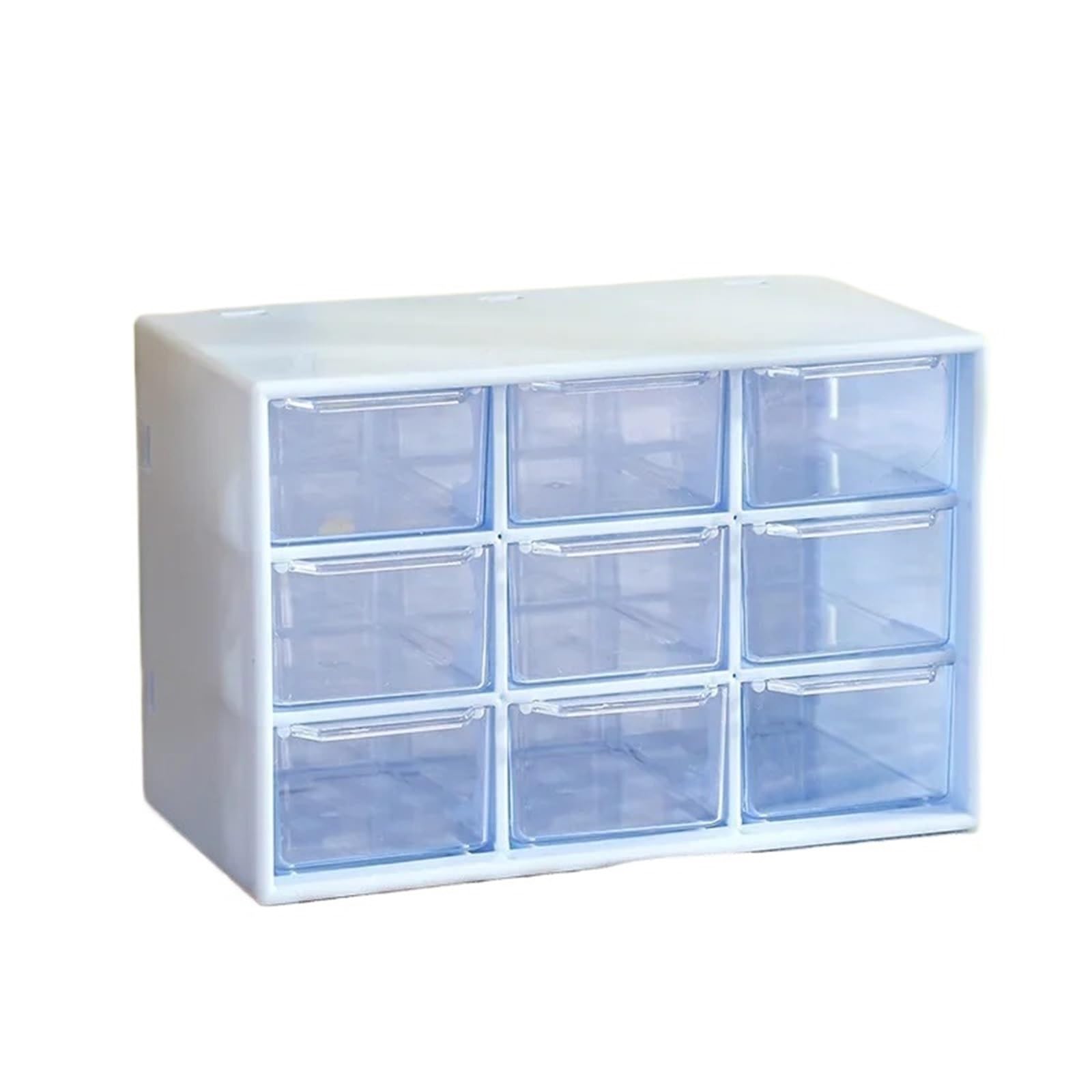 XUCZHAI Desktop Storage Boxes Organizer Transparent Small Drawer Partitioned Desk Box(Blue)