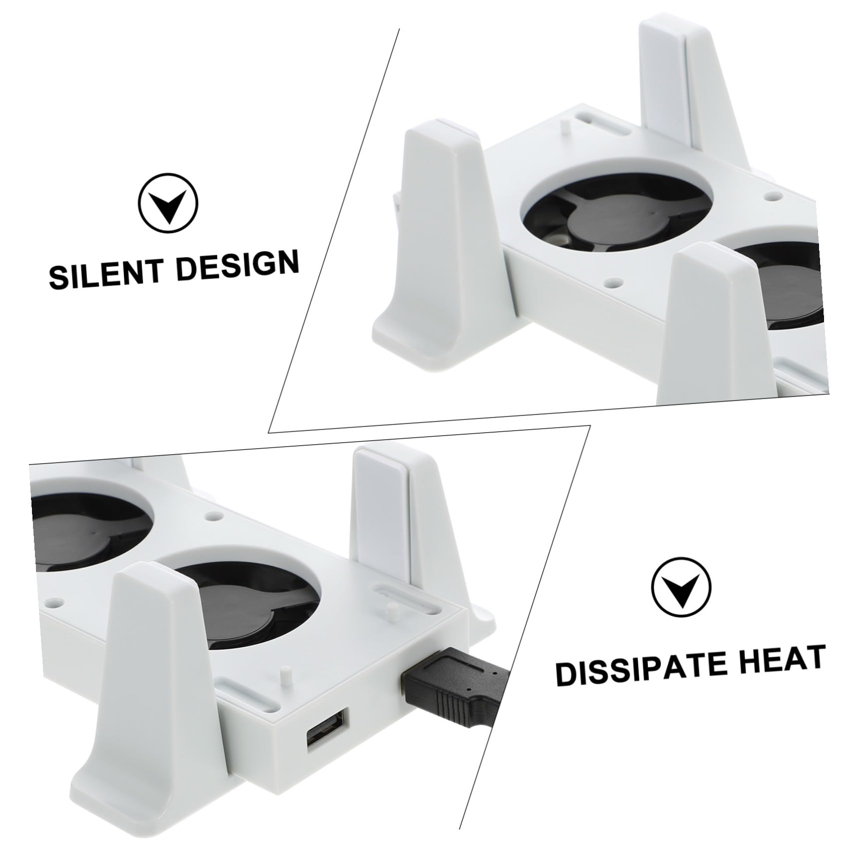 Base con Ventola di Raffreddamento Verticale, Abs, Bianco | 2 Porte Usb, 3 Velocità Regolabili, Sincronizzazione Dati e Memoria Smart, 3 Colori Led, Festa Estiva