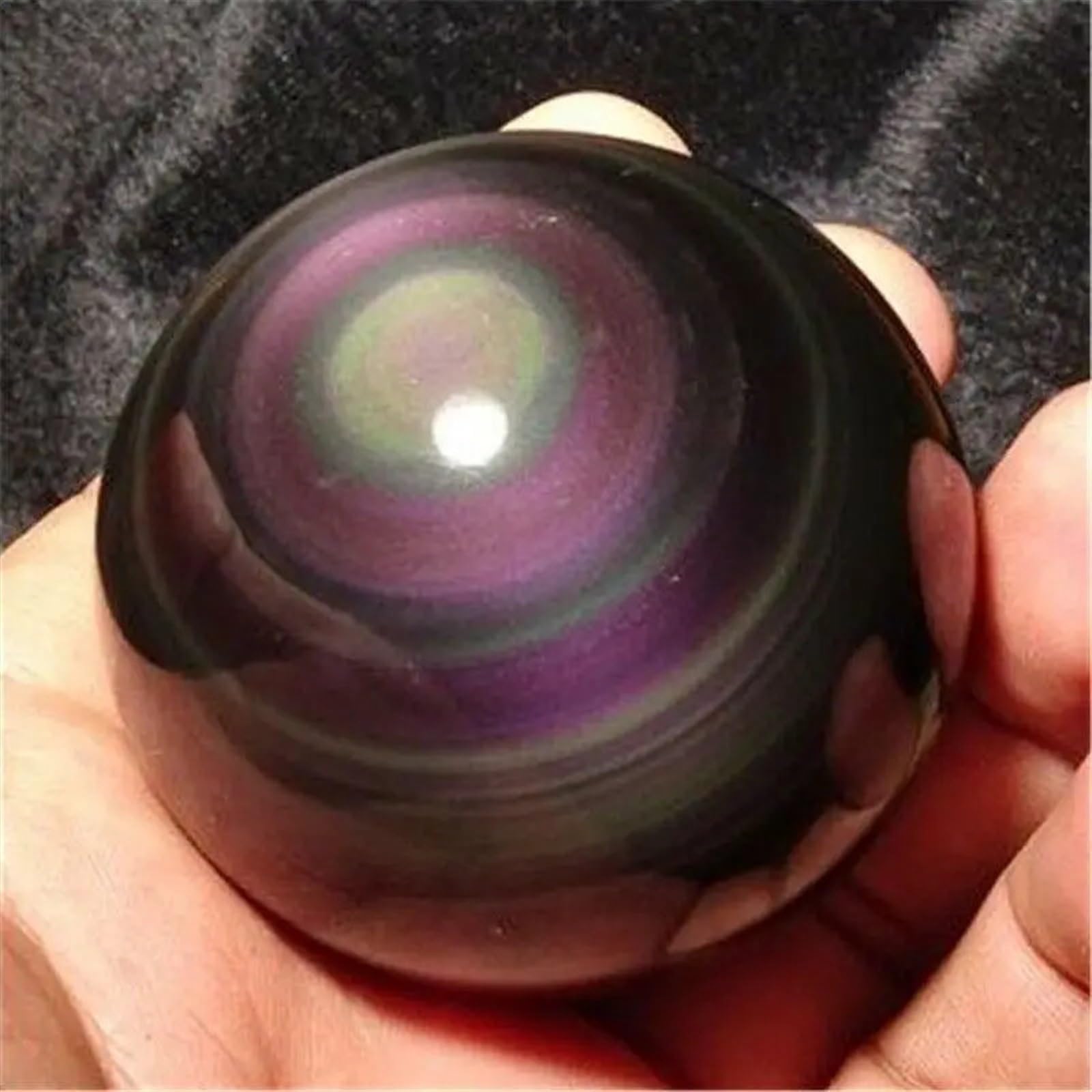 SSOPTMCB Rainbow Black Obsidian Flash Light Crystal Sphere Ball Display Ornaments (Size : 48-50MM) Gemstone Stone