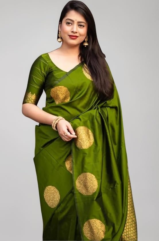 Women's Kanjivaram Soft Pure Silk Banarasi Sarees With Blouse Piece