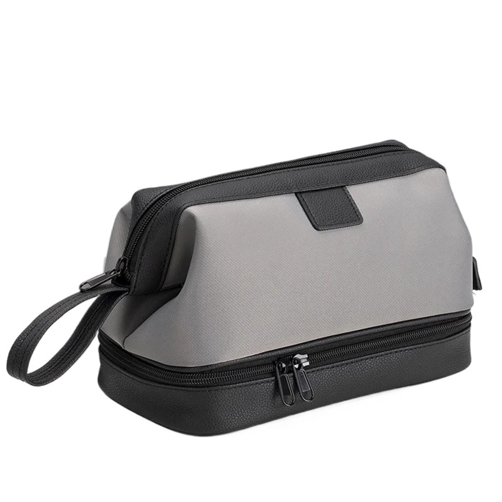 Neceser Hombre Bolsa de Aseo Impermeable portátil, Bolsa Almacenamiento Viaje for baño con separación Seca/húmeda, Negocios for Hombres(Gray Double Layer)