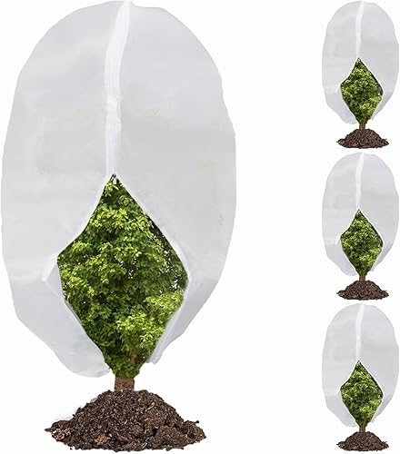 HXXUYY Paquete de 4 cubiertas para plantas de 40 x 40 pulgadas, protección contra la congelación con cremallera y cordón de 2.47 ozyd, manta gruesa