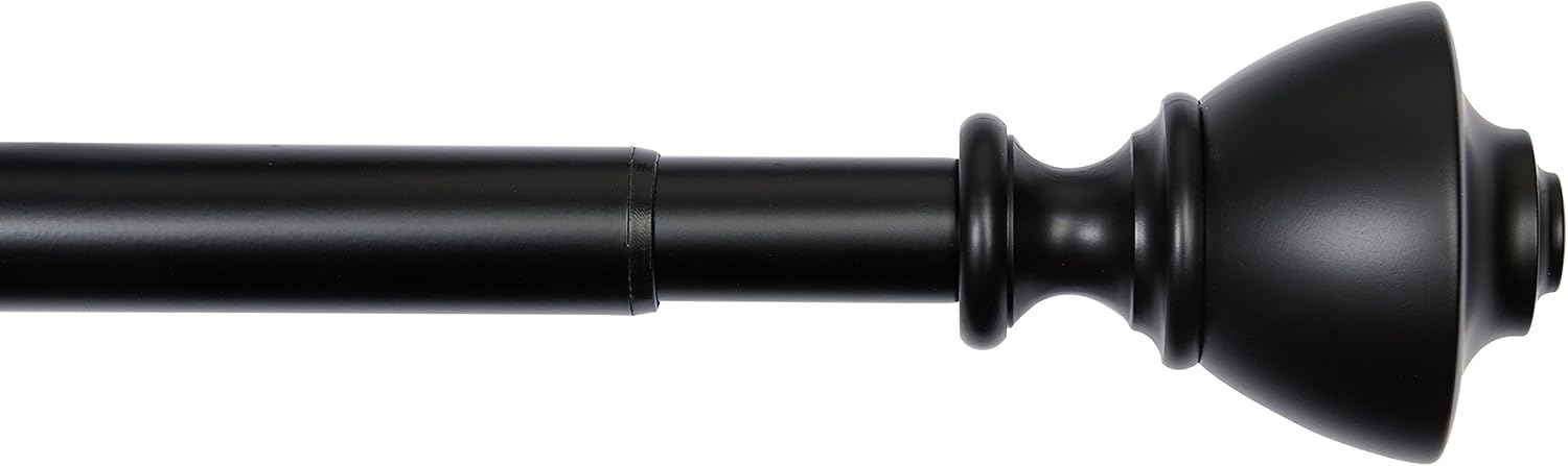  Basics 1-Inch Wall Curtain Rod with Urn Finials, 36 to 72 Inch, Black : Home & Kitchen