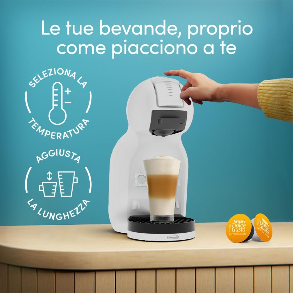 De'Longhi Nescafé Dolce Gusto Mini Me 2 – Macchina da Caffè a Capsule Compatta, Spegnimento Automatico, Bevande Calde e Fredde, Pressione 15 Bar, Bianca (EDG335.W)