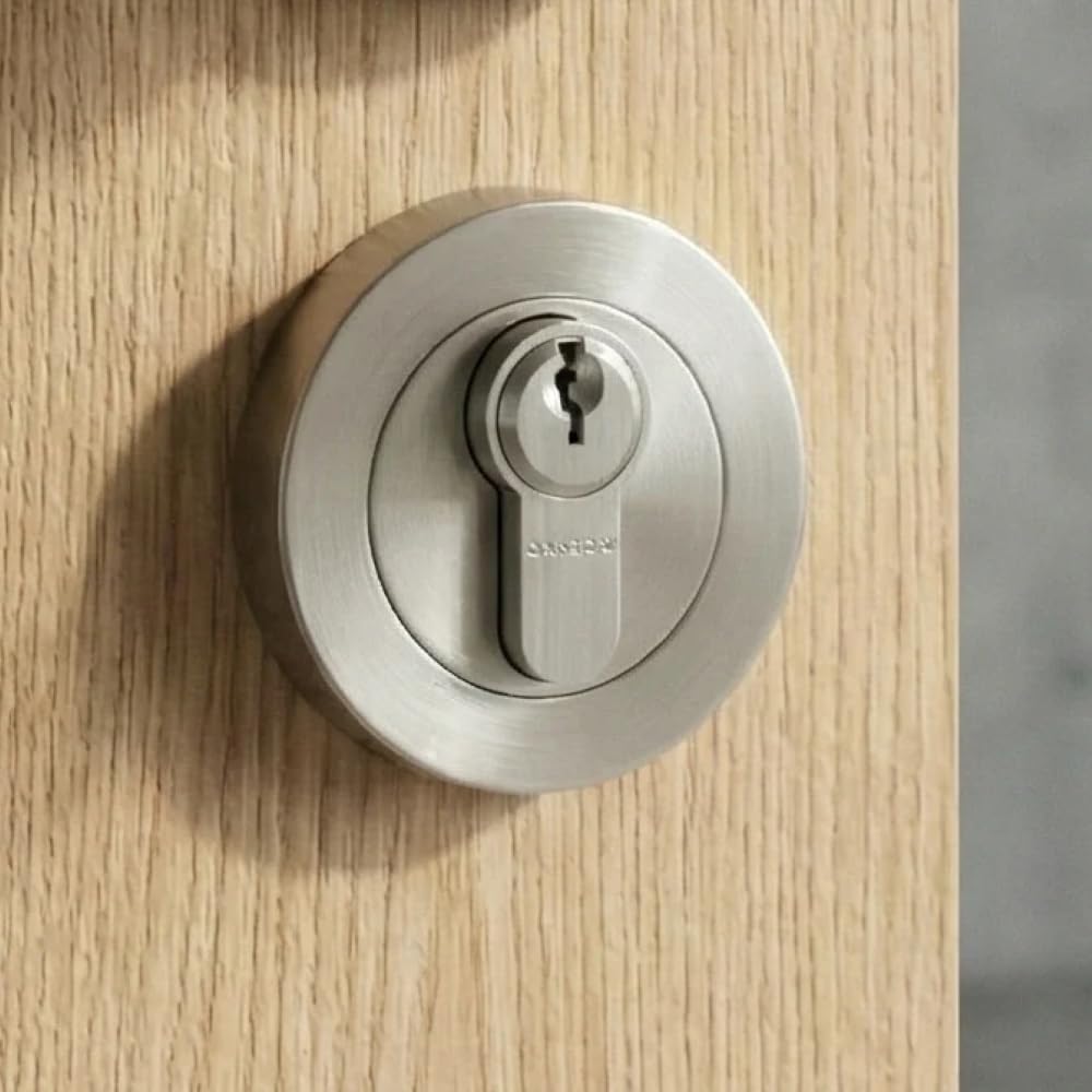 EuroArt Sirocco Euro Round Standard Escutcheon 52mm Keyhole Cover Plate for Euro Cylinder Locks Stainless Steel Door Escutcheon for Wooden Doors (Matt Black)