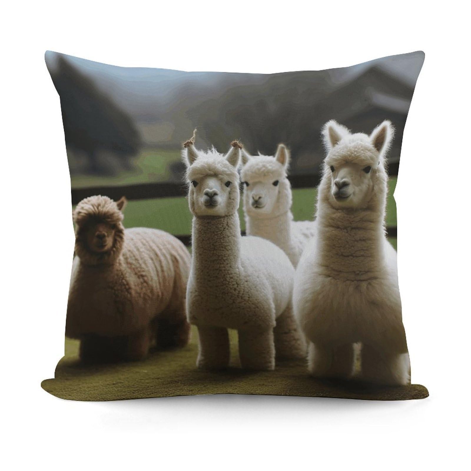 VstaDank Alpaca Family Throw Pillow Covers 18x18 Inch Soft Couch Home Decor Cushion Cover Comfortable Plush Square Cushion Case Farmhouse Decorative Pillowcase for Living Couch