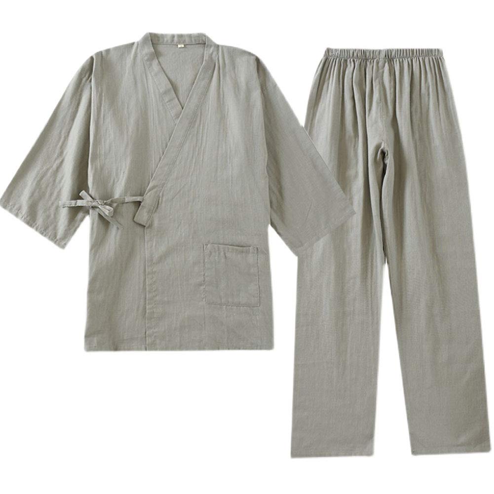 Men's Japanese Kimono Cotton Hanfu Ancient Pajamas Suit Plus Size Taoist Clothing Zen Clothing